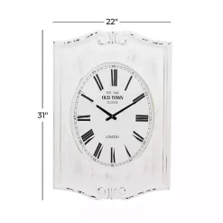 Kirklands Home Clocks|Distressed White Wood Scroll Wall Clock