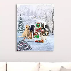 Clearance Dog and Presents Canvas Art Print Christmas Art & Wall Decor