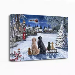 Online Dogs Watching Santa Canvas Art Print Christmas Art & Wall Decor