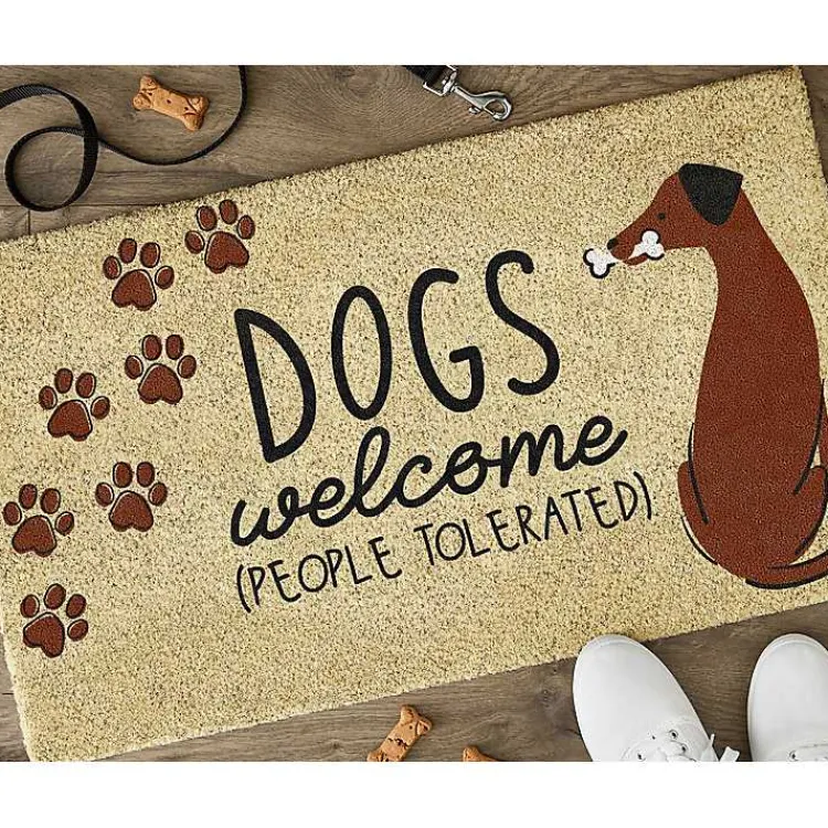 Kirklands Home Doormats|Dogs Welcome People Tolerated Doormat