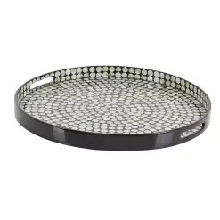 Dotted Shell Round Wooden Tray Decorative Trays