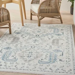 Kirklands Home Area Rugs|Dove Gray Ornate Bordered Area Rug, 5x7