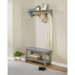 Kirklands Home Benches & Ottomans|Dove Rustic Farmhouse Wood Bench Gray