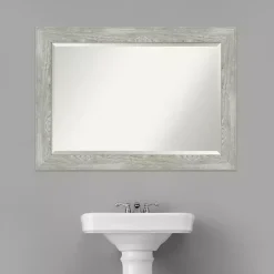 Kirklands Home Decorative Mirrors|Dove Gray Scoop Frame Beveled Mirror, 42x30 in.