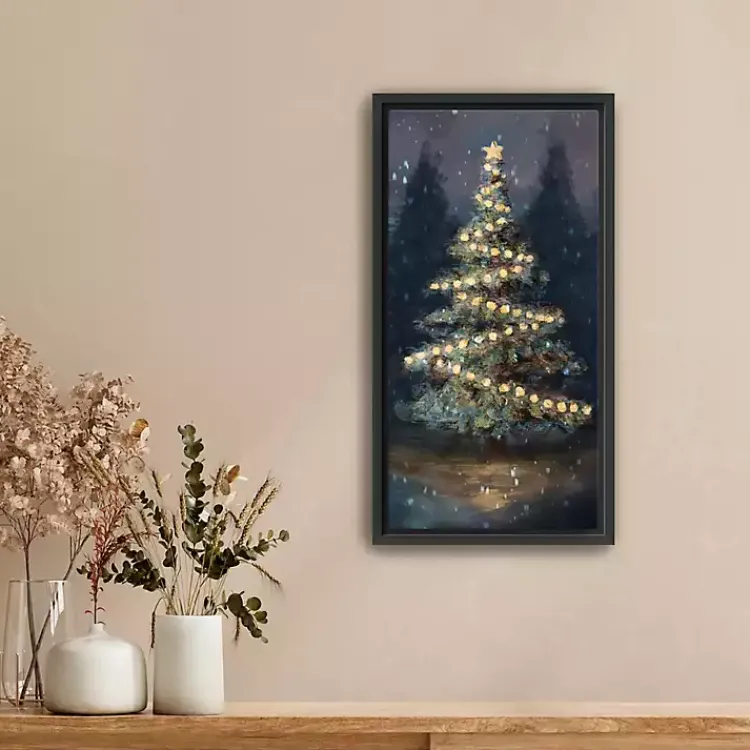 Dreamy Christmas Tree Framed Canvas Art, 12x22 in. Christmas Art & Wall Decor