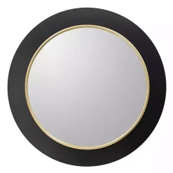 Kirklands Home Decorative Mirrors|Drew II Black and Gold Round LED Mirror