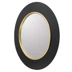 Kirklands Home Decorative Mirrors|Drew II Black and Gold Round LED Mirror