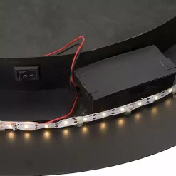 Kirklands Home Decorative Mirrors|Drew II Black and Gold Round LED Mirror