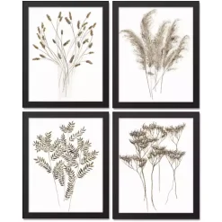 Kirklands Home Canvas Art|Dried Florals 4-pc. Framed Canvas Art Print Set White
