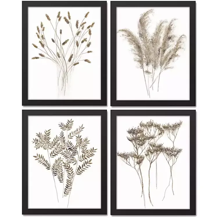 Kirklands Home Canvas Art|Dried Florals 4-pc. Framed Canvas Art Print Set White