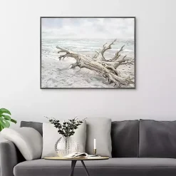 Kirklands Home Canvas Art|Driftwood On The Beach Framed Canvas Art Print Multi