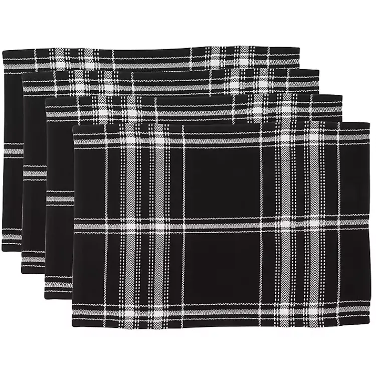Kirklands Home Table Linens|Dual White and Black Cotton Placemats, Set of 4