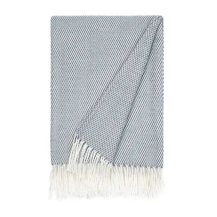 Clearance Dusk Herringbone Throw with Fringe Blankets & Throws