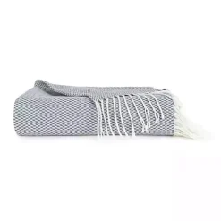 Clearance Dusk Herringbone Throw with Fringe Blankets & Throws