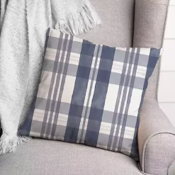 Best Dusty Blue Plaid Harvest Throw Pillow Pillows