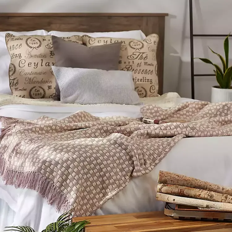 Clearance Dusty Lilac Urban Check Throw Blankets & Throws