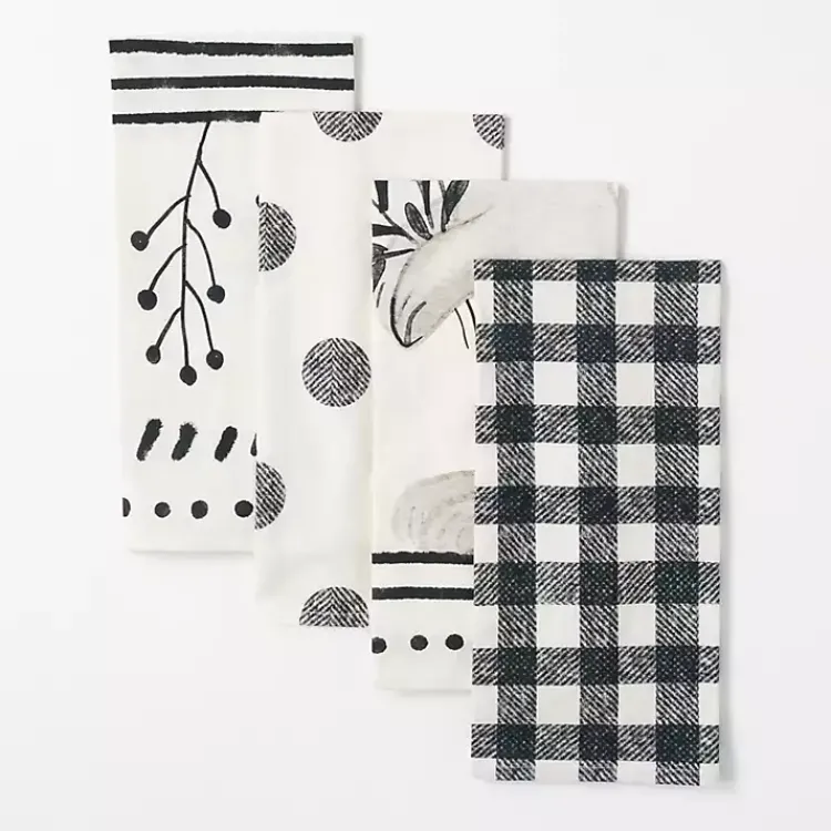 Online Easter Black and White Tea Towels, Set of 4 Easter Decorations