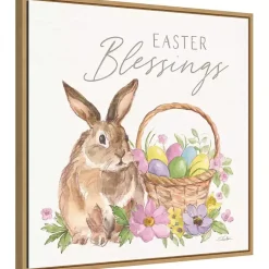 Clearance Easter Blessings Bunny Framed Canvas Art Print Easter Decorations