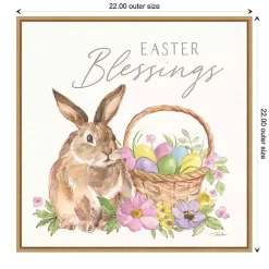 Clearance Easter Blessings Bunny Framed Canvas Art Print Easter Decorations