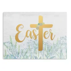 Easter Cross Wildflower Canvas Art Print, 18x24 Easter Decorations