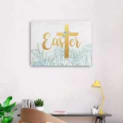 Easter Cross Wildflower Canvas Art Print, 24x32 Easter Decorations