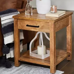 Kirklands Home Accent & End Tables|Easton Mango Wood Side Table Brown
