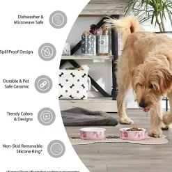 Kirklands Home Pet Dishes & Canisters|Eat & Drink Large Striped Pet Bowls, Set of 2 Multi