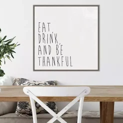 Hot Eat Drink Be Thankful Framed Canvas Art Print Fall