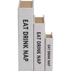 Clearance Eat, Drink, Nap Linen Book Boxes, Set of 3 Baskets & Boxes