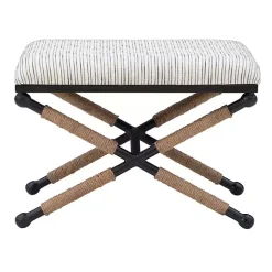 Kirklands Home Benches & Ottomans|Eclectic Black and White Striped X Frame Bench