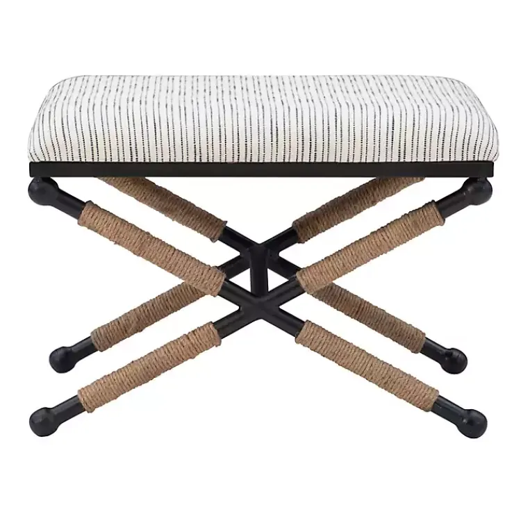 Kirklands Home Benches & Ottomans|Eclectic Black and White Striped X Frame Bench