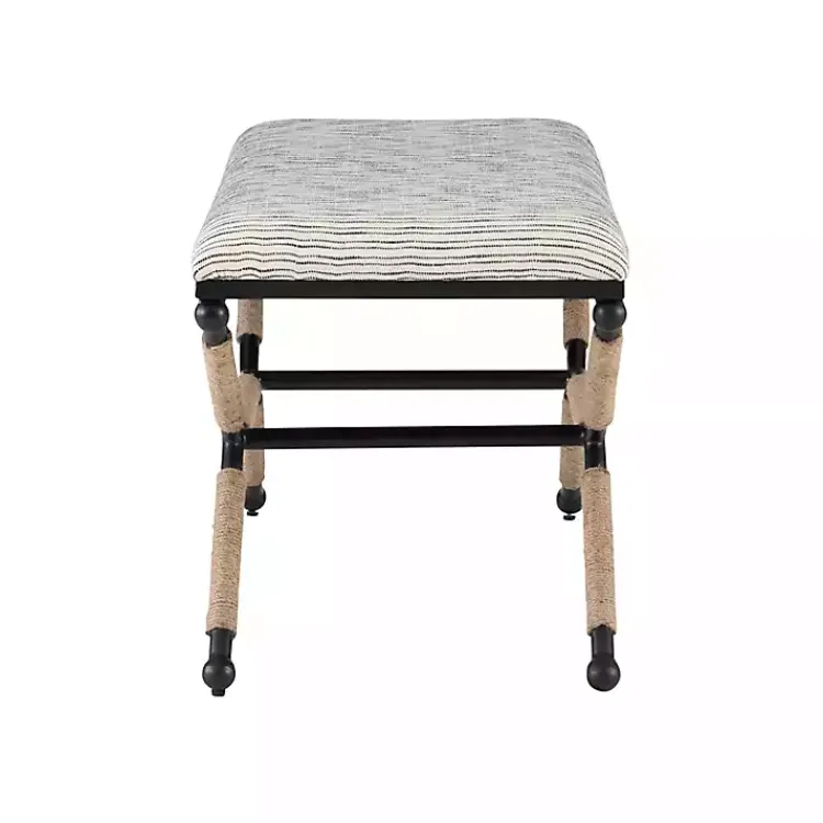 Kirklands Home Benches & Ottomans|Eclectic Black and White Striped X Frame Bench