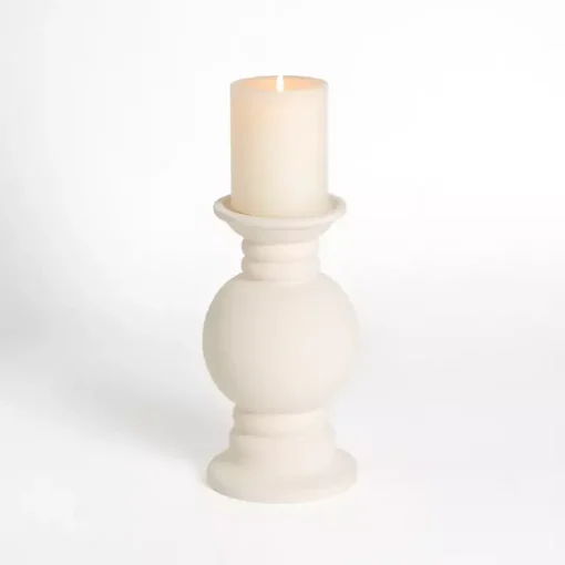 Online Eggshell Ceramic Pillar Candle Holder, 12 in. Candle Holders