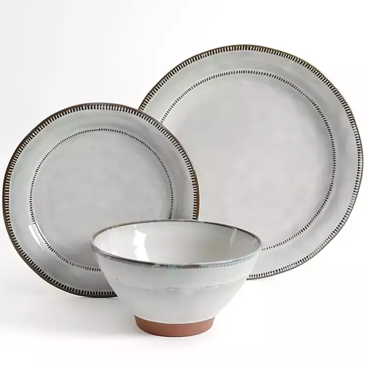 Kirklands Home Dinnerware|Eggshell Glazed Round 12-pc. Dinnerware Set