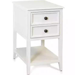 Kirklands Home Accent & End Tables|Eggshell Slim Side Table with Shelf White