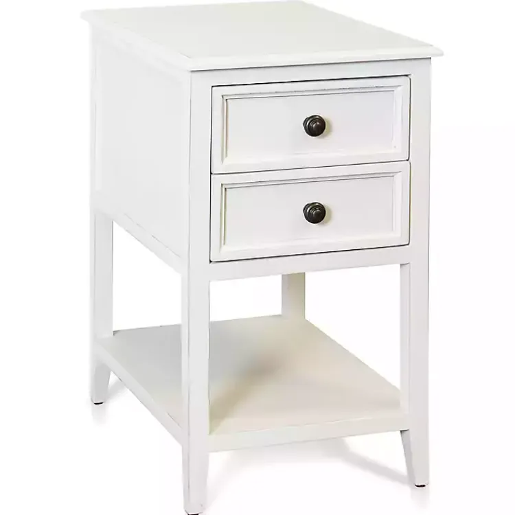 Kirklands Home Accent & End Tables|Eggshell Slim Side Table with Shelf White
