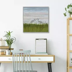 Kirklands Home Canvas Art|Egret Meeting Framed Canvas Art Print Multi