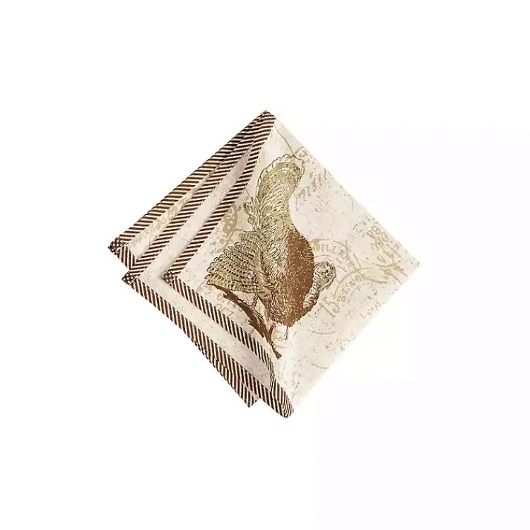 Clearance Elegant Turkey Harvest Napkins, Set of 6 Fall