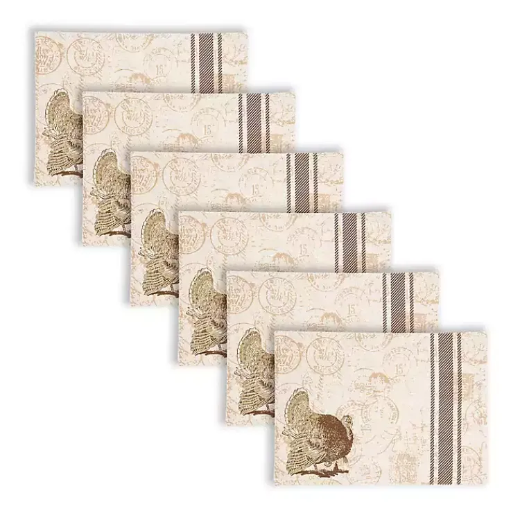 Hot Elegant Turkey Harvest Placemats, Set of 6 Fall