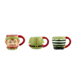 Kirklands Home Glassware & Drinkware|Elf Christmas Mugs, Set of 3 Green