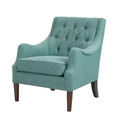 Kirklands Home Accent Chairs|Elle Tufted Teal Accent Chair Green