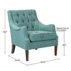 Kirklands Home Accent Chairs|Elle Tufted Teal Accent Chair Green