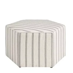 Kirklands Home Benches & Ottomans|Ellen Navy Stripe Martha Stewart Cocktail Ottoman Ivory