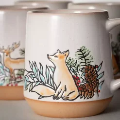 Discount Embossed Woodland Christmas Mugs, Set of 4 Christmas Dining & Entertaining