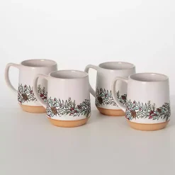 Discount Embossed Woodland Christmas Mugs, Set of 4 Christmas Dining & Entertaining