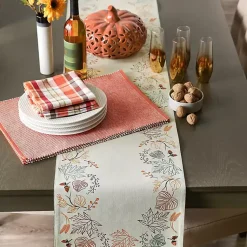 Hot Embroidered Autumn Leaves Table Runner, 108 in. Fall
