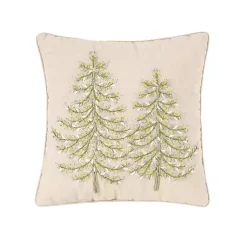 Hot Embroidered Evergreens Throw Pillow Pillows