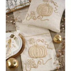 Hot Embroidered Glitter Pumpkin Table Runner Fall