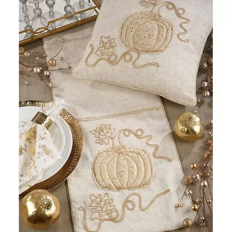 Hot Embroidered Glitter Pumpkin Table Runner Fall