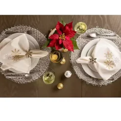 Clearance Embroidered Sparkle Snowflakes Napkins, Set of 6 Christmas Dining & Entertaining